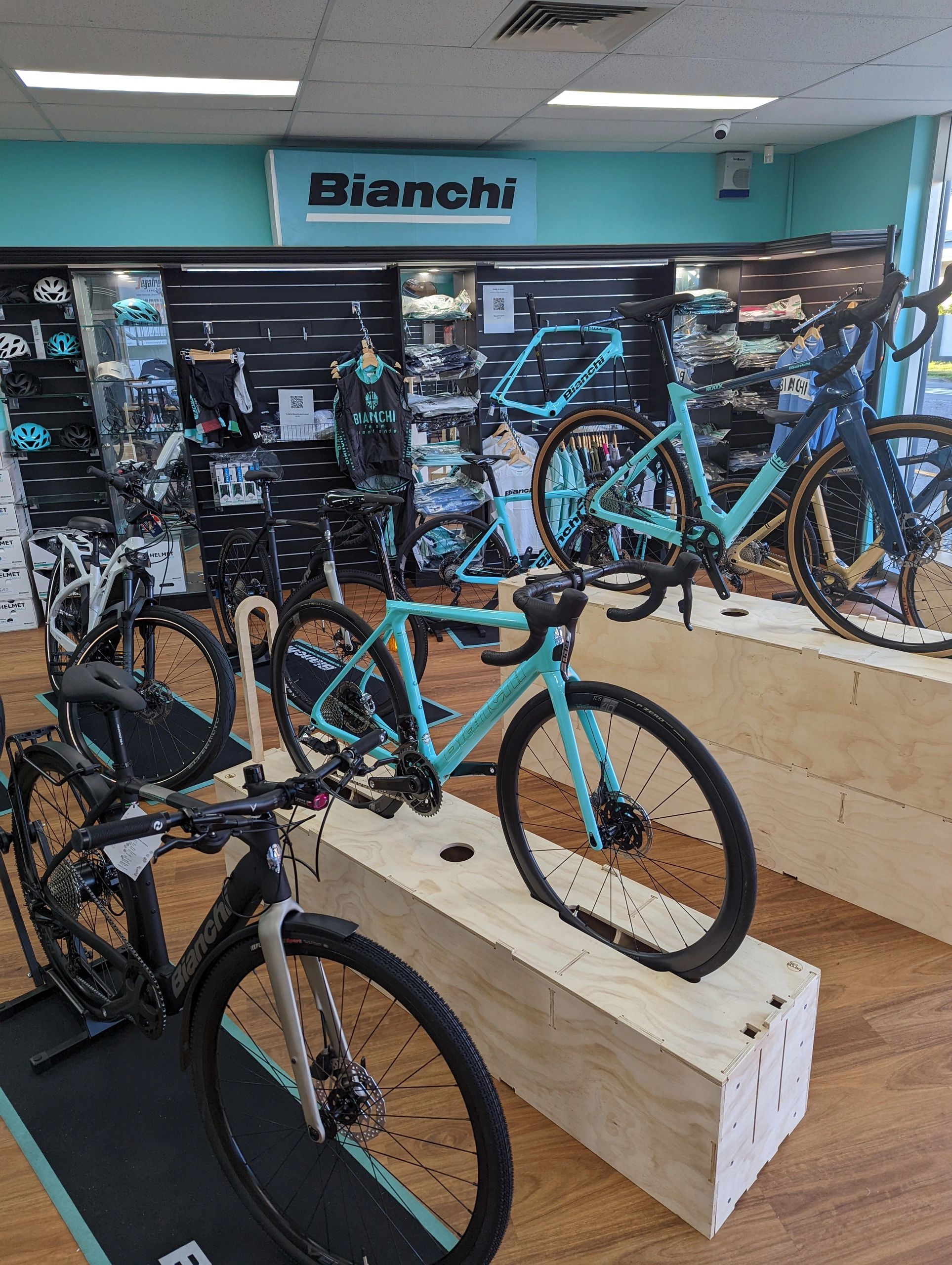 Bianchi bicycle boutique interior